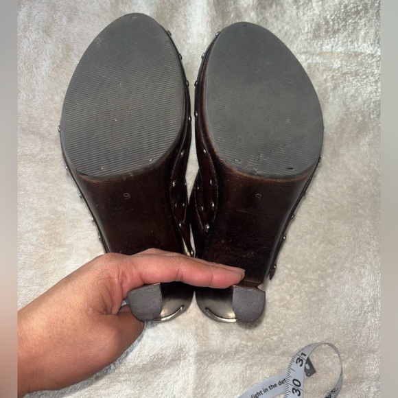 Y2K Michael Kors Brown Studded Leather Clogs Size 9 - Picture 5 of 7